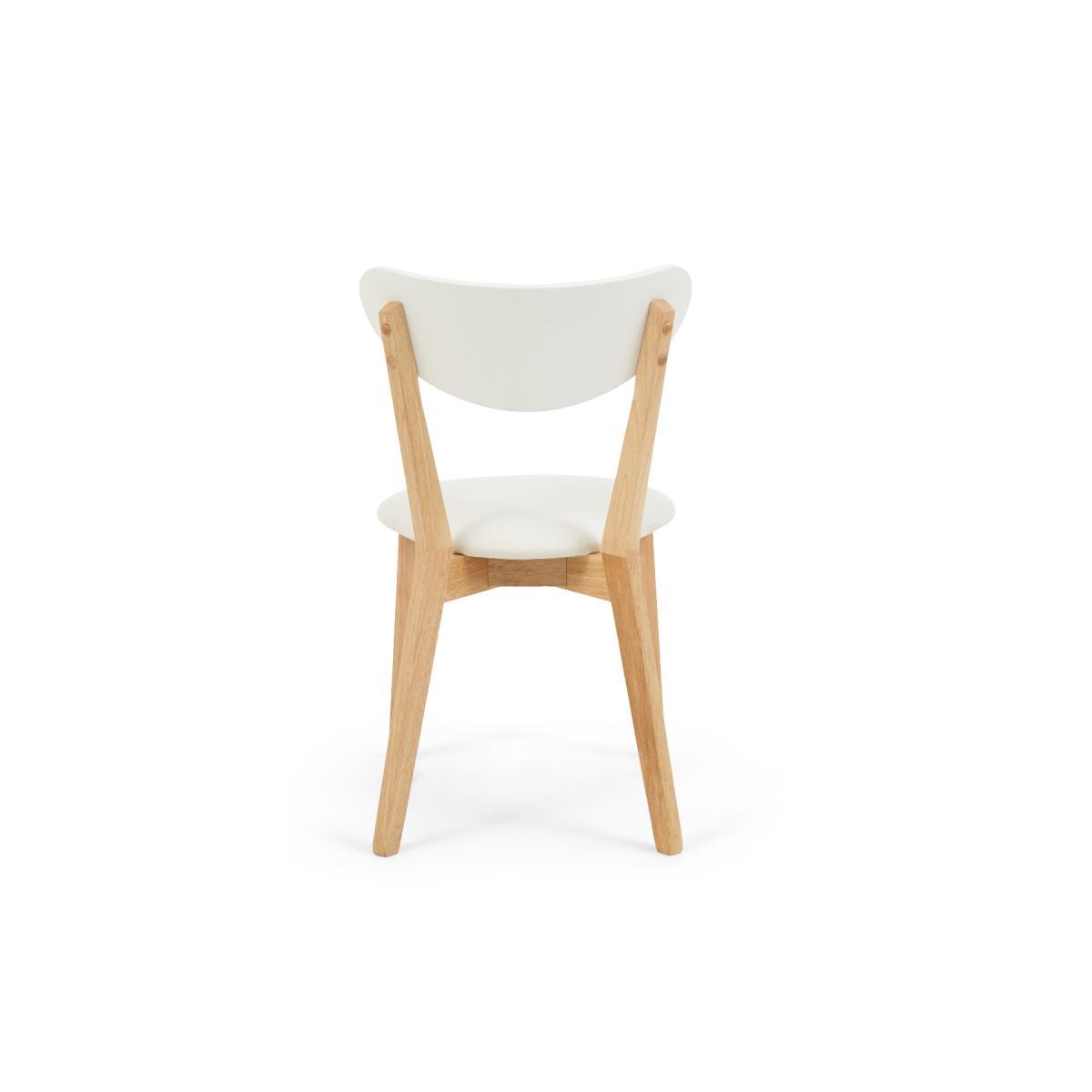 Rebekah White and Oak 110cm Round Dining Table with Rebekah Faux Leather Dining Chairs - Oak and White, 2 Chairs – image 20