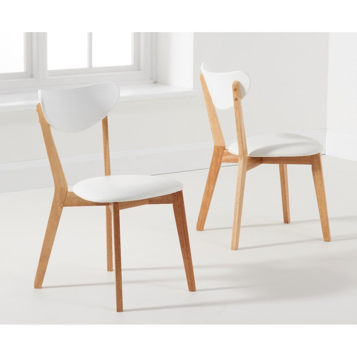 Rebekah White and Oak 110cm Round Dining Table with Rebekah Faux Leather Dining Chairs - Oak and White, 2 Chairs – image 6