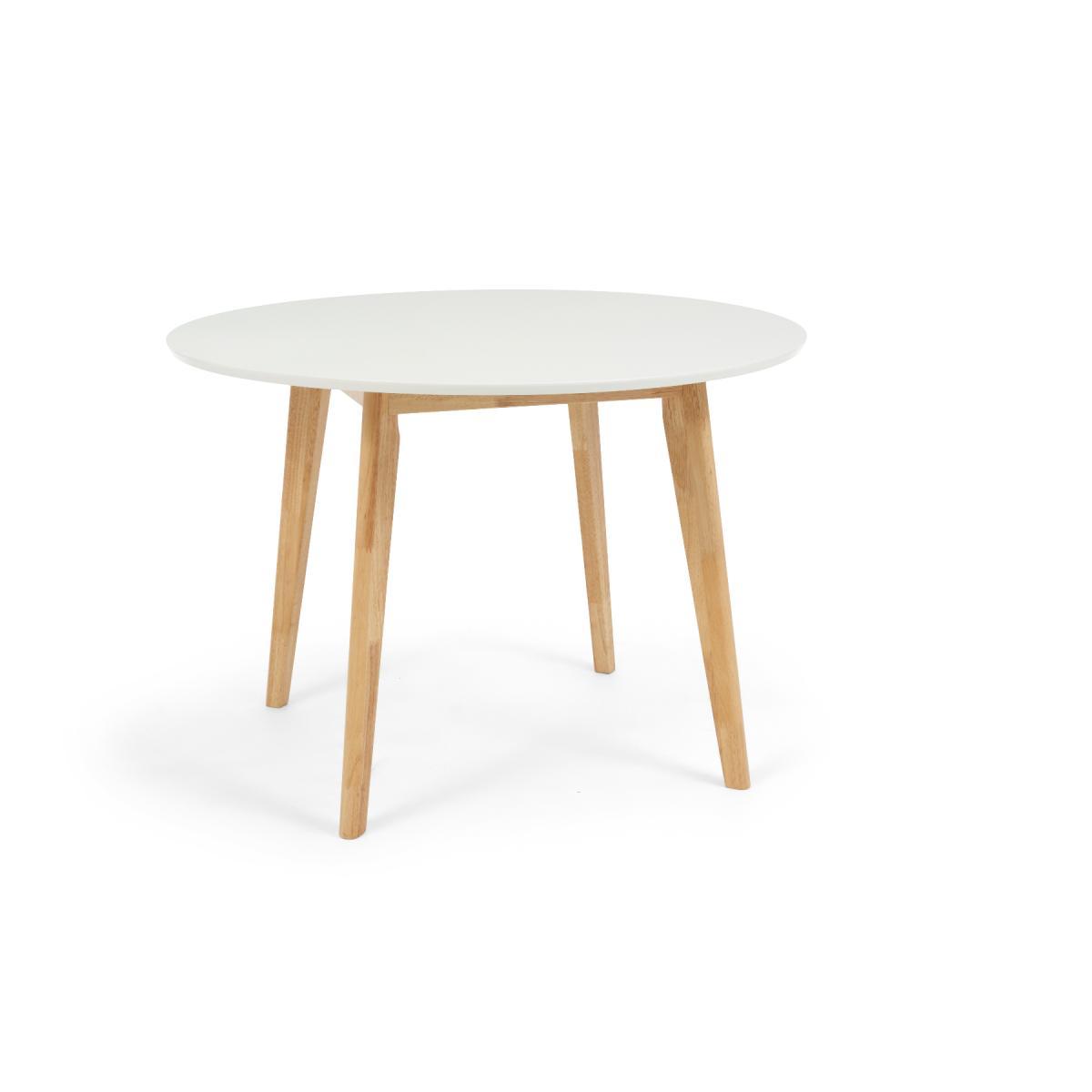 Rebekah White and Oak 110cm Round Dining Table with Rebekah Faux Leather Dining Chairs - Oak and White, 2 Chairs – image 8
