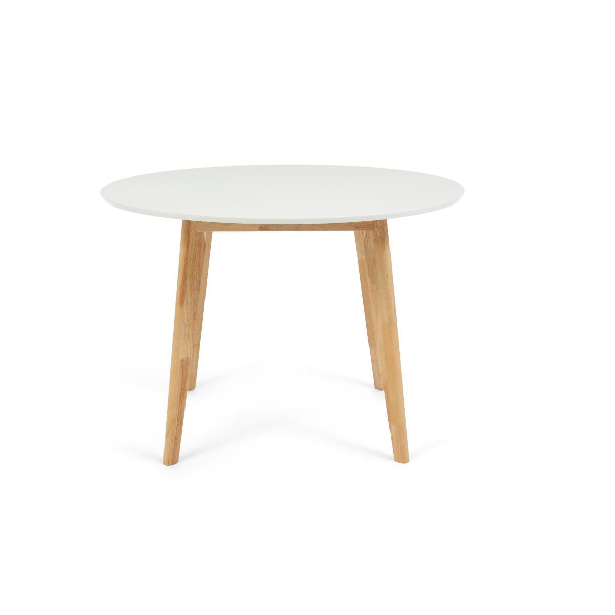 Rebekah White and Oak 110cm Round Dining Table with Rebekah Faux Leather Dining Chairs - Oak and White, 2 Chairs – image 9