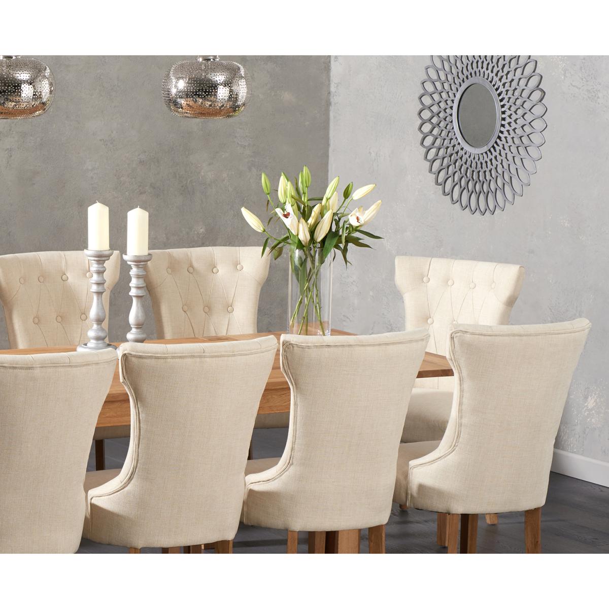 Thetford 180cm Oak Dining Table with 10 Natural Clara Chairs with Thetford 45cm Oak Extensions – image 2
