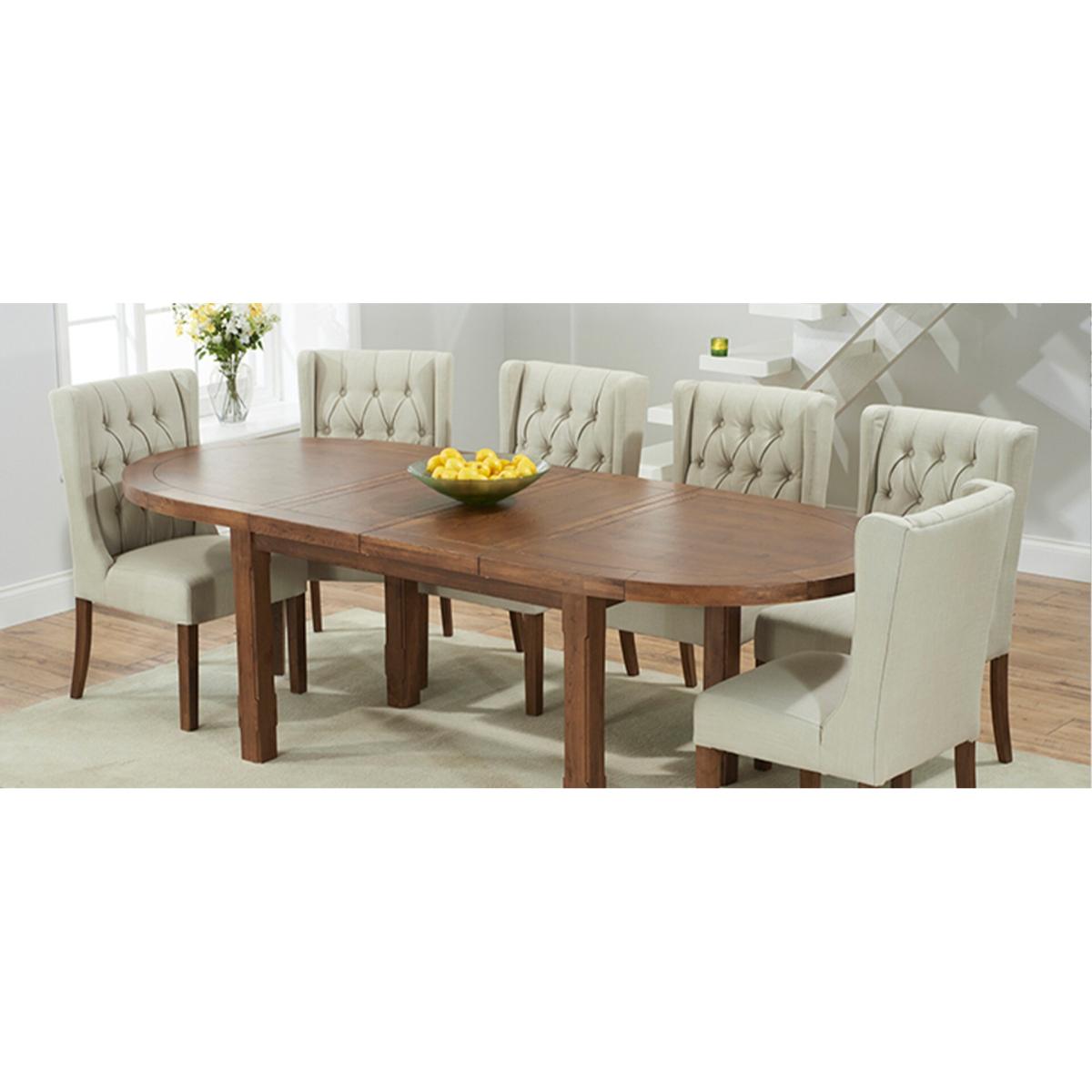 Extending Caversham Dark Oak Dining Table with 8 Natural Darcy Chairs – image 14