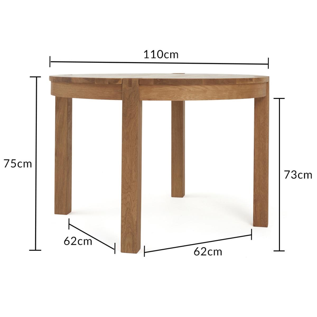Thetford 110cm Oak Round Dining Table With 4 Grey Hudson Faux Leather Chairs – image 18