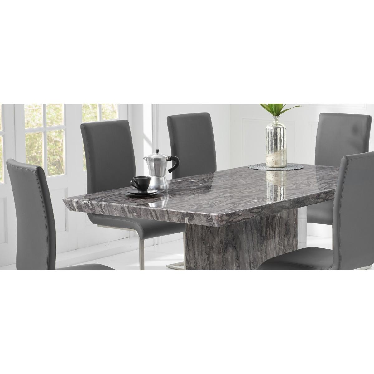 Carvelle 200cm Dark Grey Pedestal Marble Dining Table with Malaga Chairs – image 10