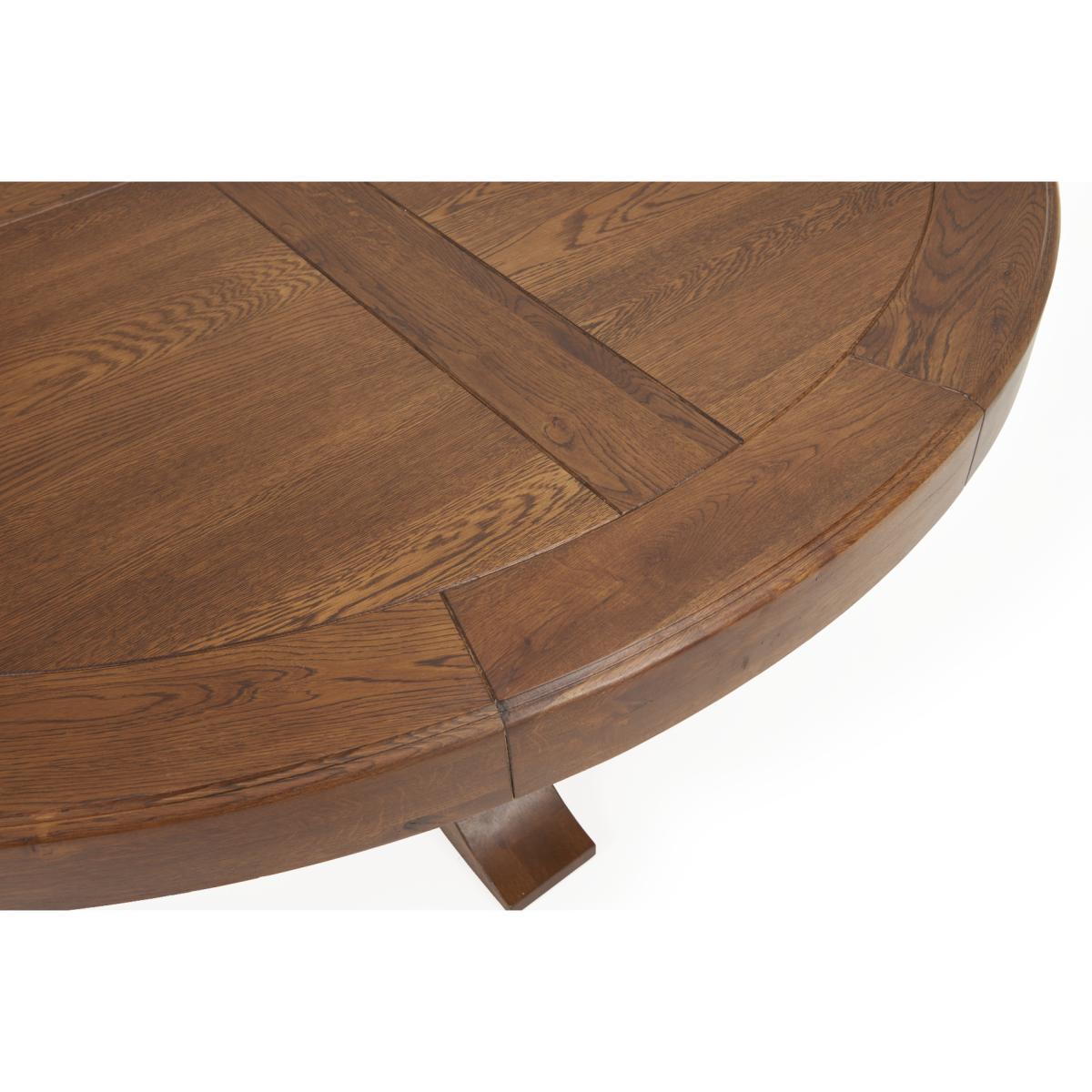 Helmsley 150cm Dark Solid Oak Round Pedestal Dining Table with 4 Grey Keswick Velvet Chairs – image 11