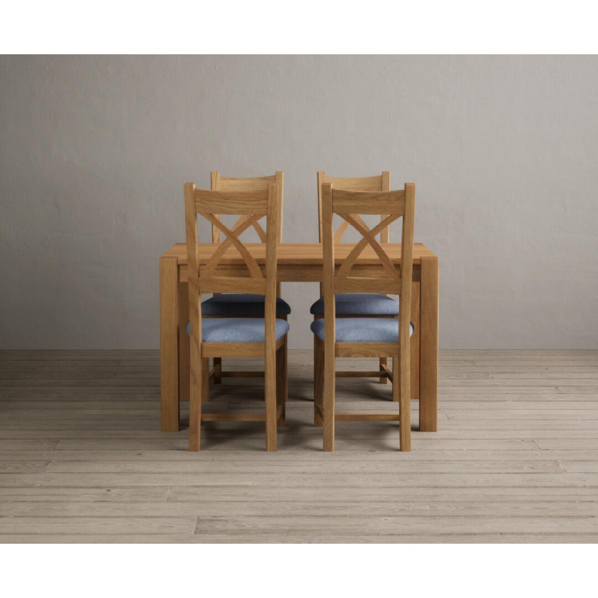Thetford 120cm Oak Dining Table with 6 Linen Natural Solid Oak Chairs – image 12