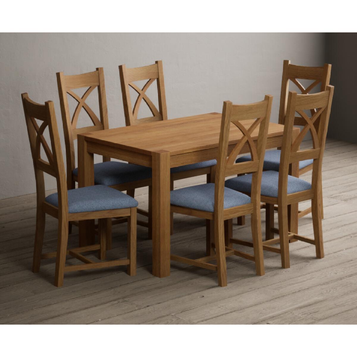 Thetford 120cm Oak Dining Table with 6 Linen Natural Solid Oak Chairs – image 13