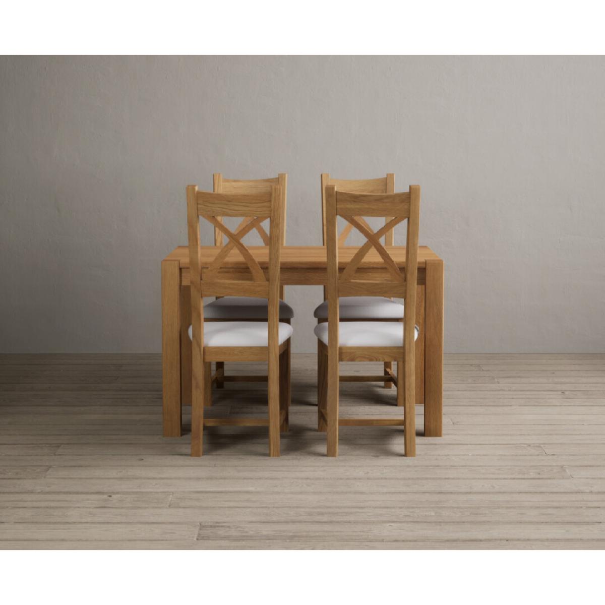 Thetford 120cm Oak Dining Table with 6 Linen Natural Solid Oak Chairs – image 20