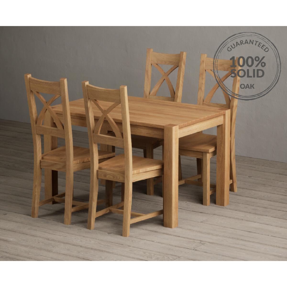 Thetford 120cm Oak Dining Table with 6 Linen Natural Solid Oak Chairs – image 25