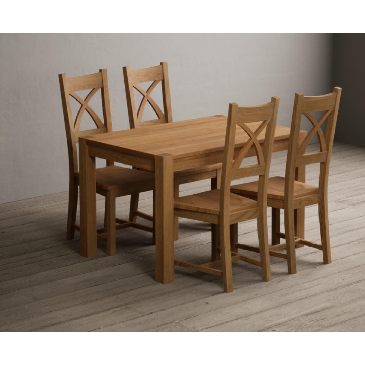 Thetford 120cm Oak Dining Table with 6 Linen Natural Solid Oak Chairs – image 27