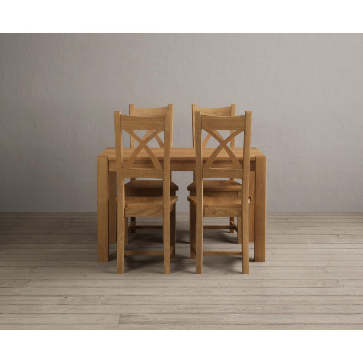 Thetford 120cm Oak Dining Table with 6 Linen Natural Solid Oak Chairs – image 29