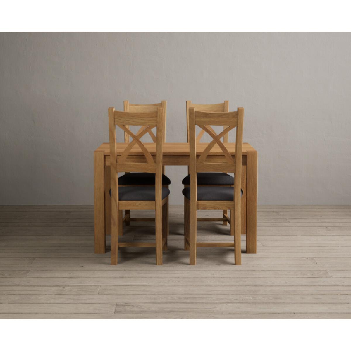 Thetford 120cm Oak Dining Table with 6 Linen Natural Solid Oak Chairs – image 5