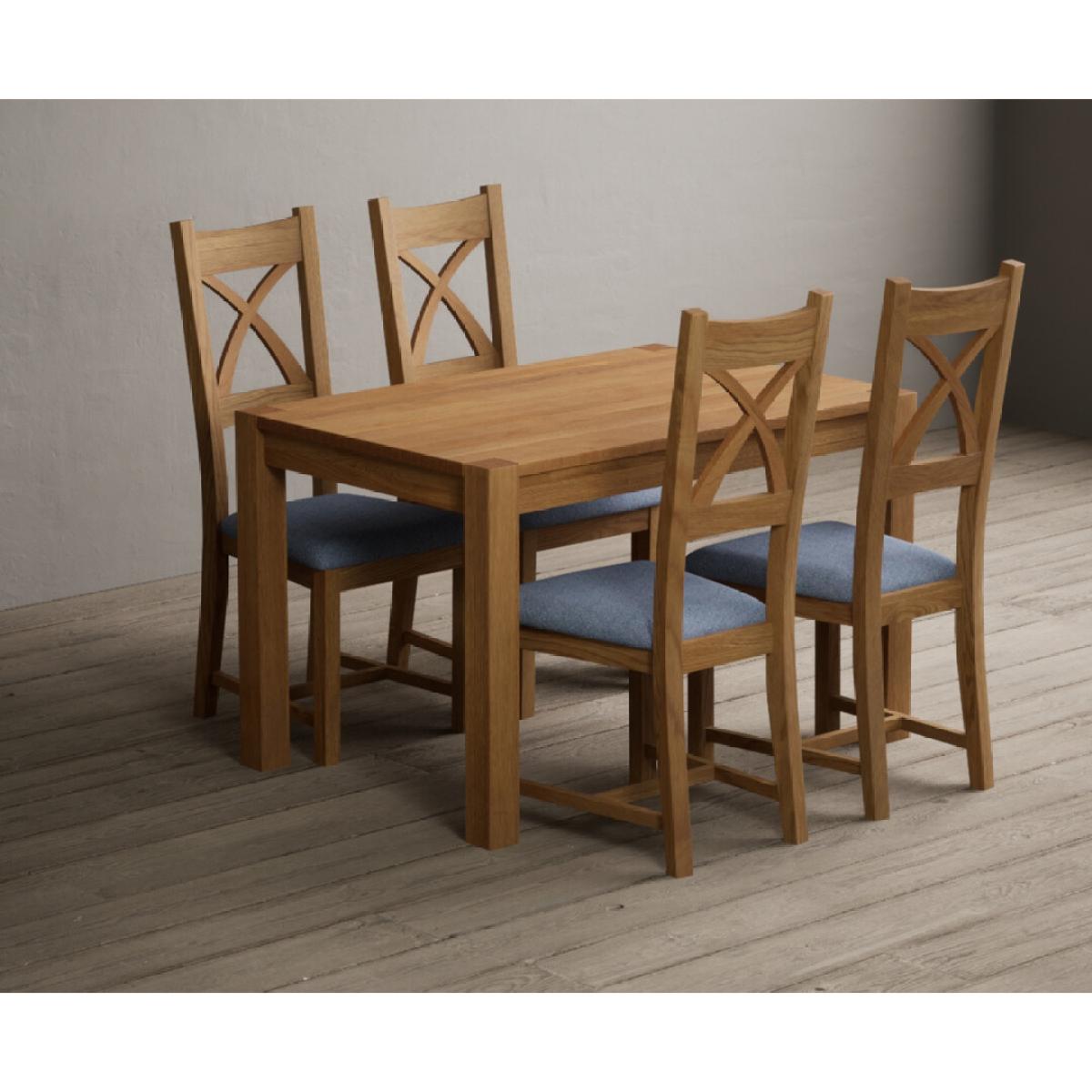 Thetford 120cm Oak Dining Table with 6 Linen Natural Solid Oak Chairs – image 10