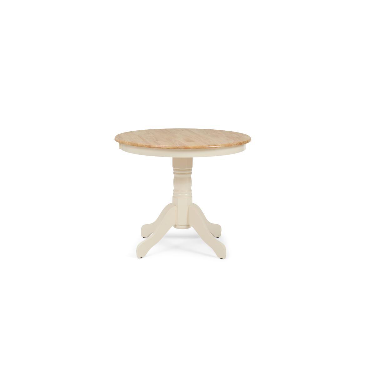 Epsom 90cm Oak and Cream Dining Table with Chairs with Fabric Seats - Cream, 2 Chairs – image 15