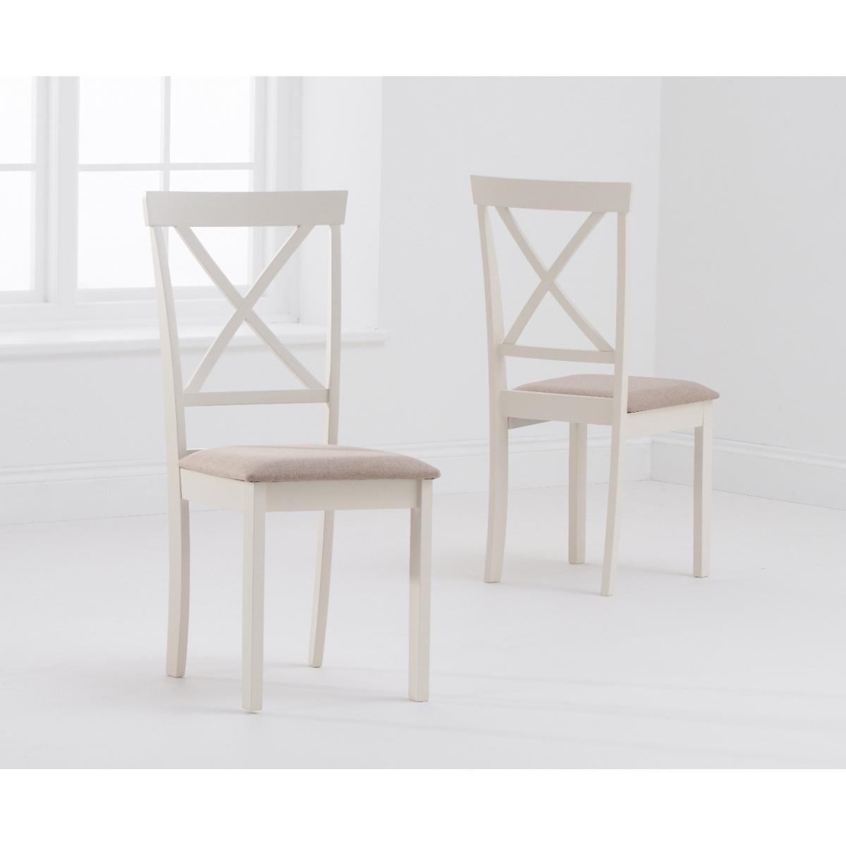 Epsom 90cm Oak and Cream Dining Table with Chairs with Fabric Seats - Cream, 2 Chairs – image 7