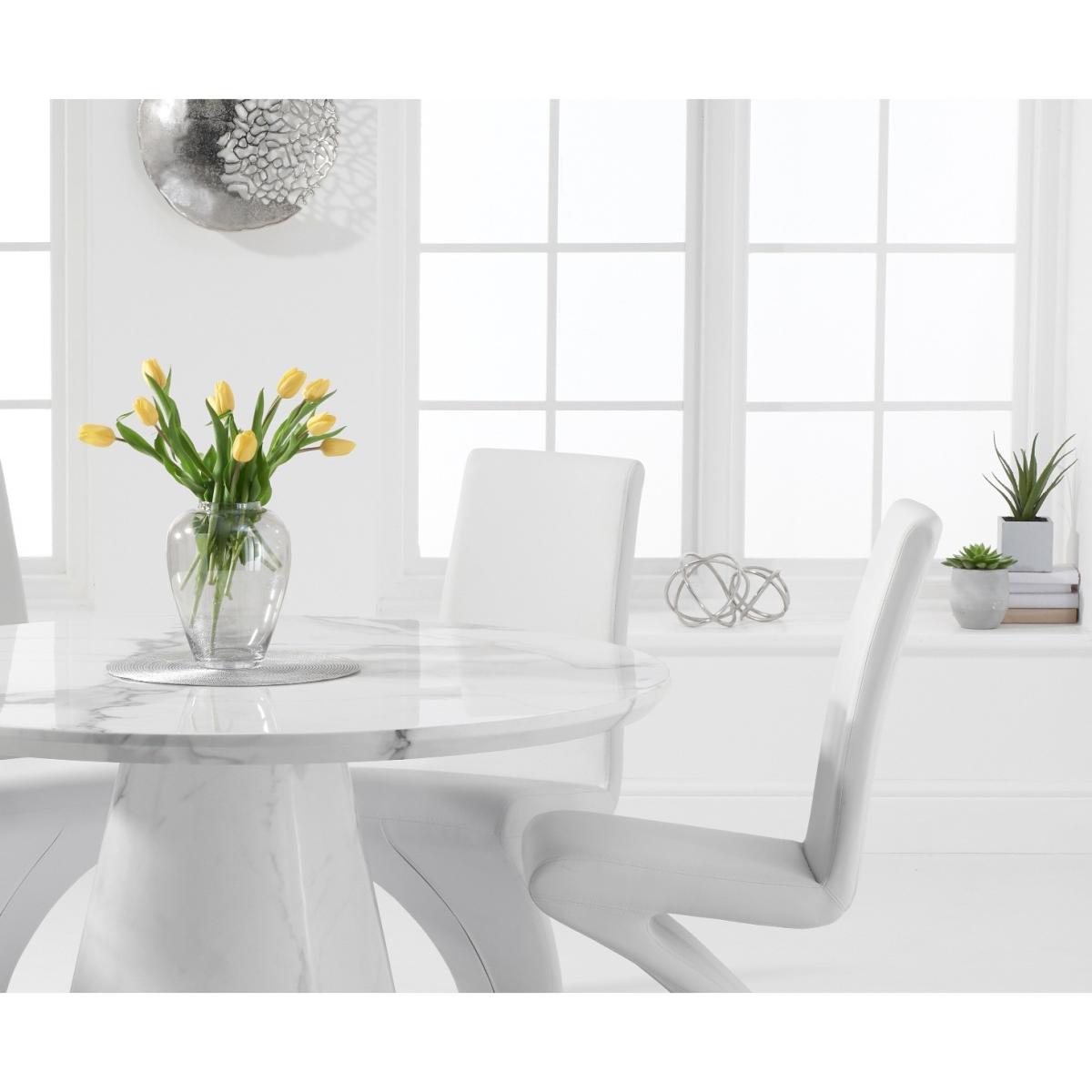 Ravello 130cm Round White Marble Dining Table With 6 Grey Hampstead Chairs – image 2
