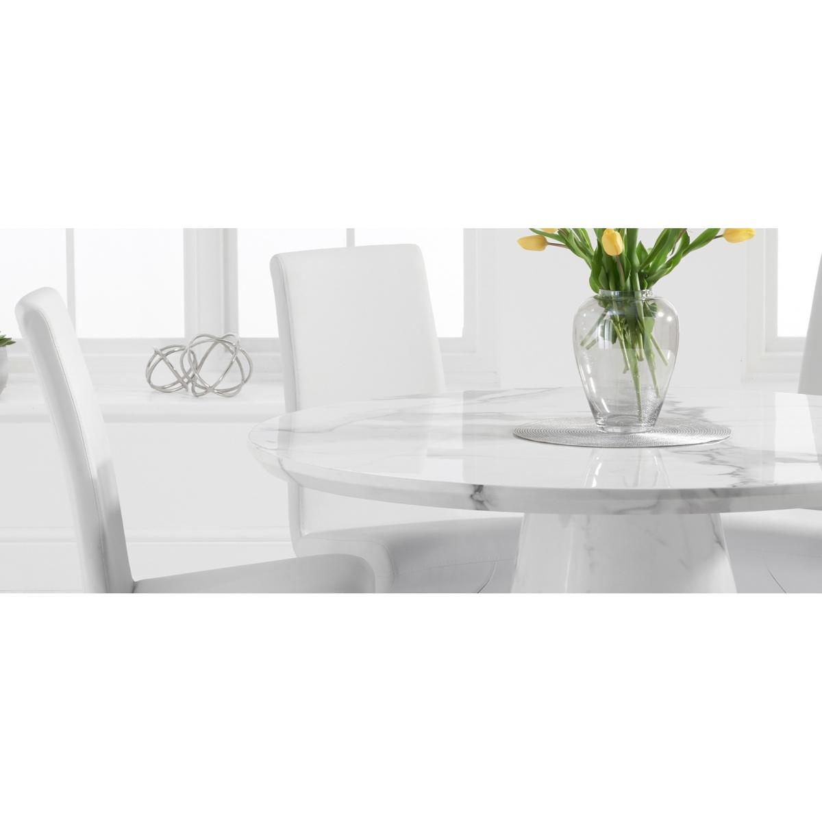 Ravello 130cm Round White Marble Dining Table With 6 Grey Hampstead Chairs – image 9