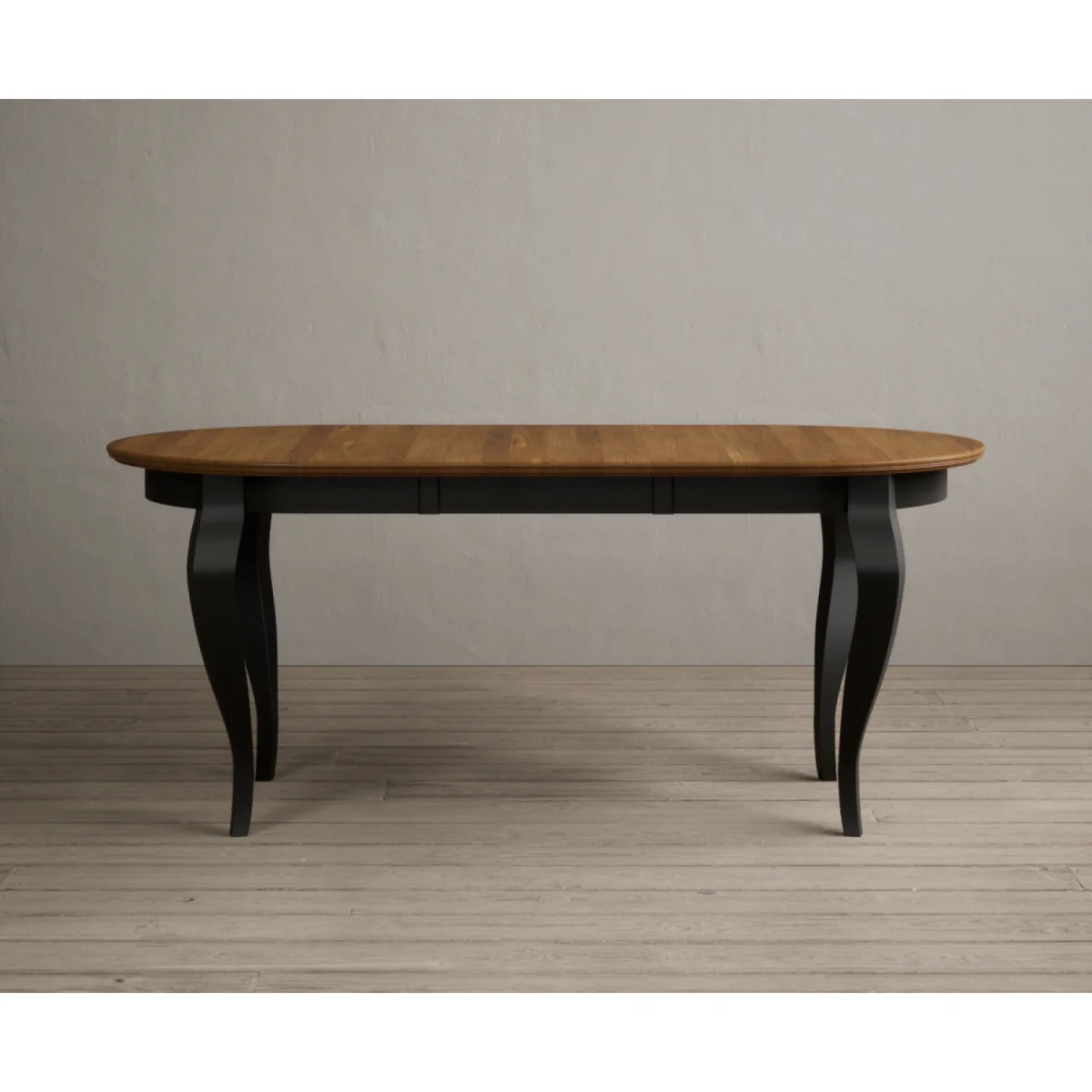 Extending Chateau Noir 140cm Oak and Black Painted Oval Dining Table with 8 Blue Chateau Noir Chairs – image 11