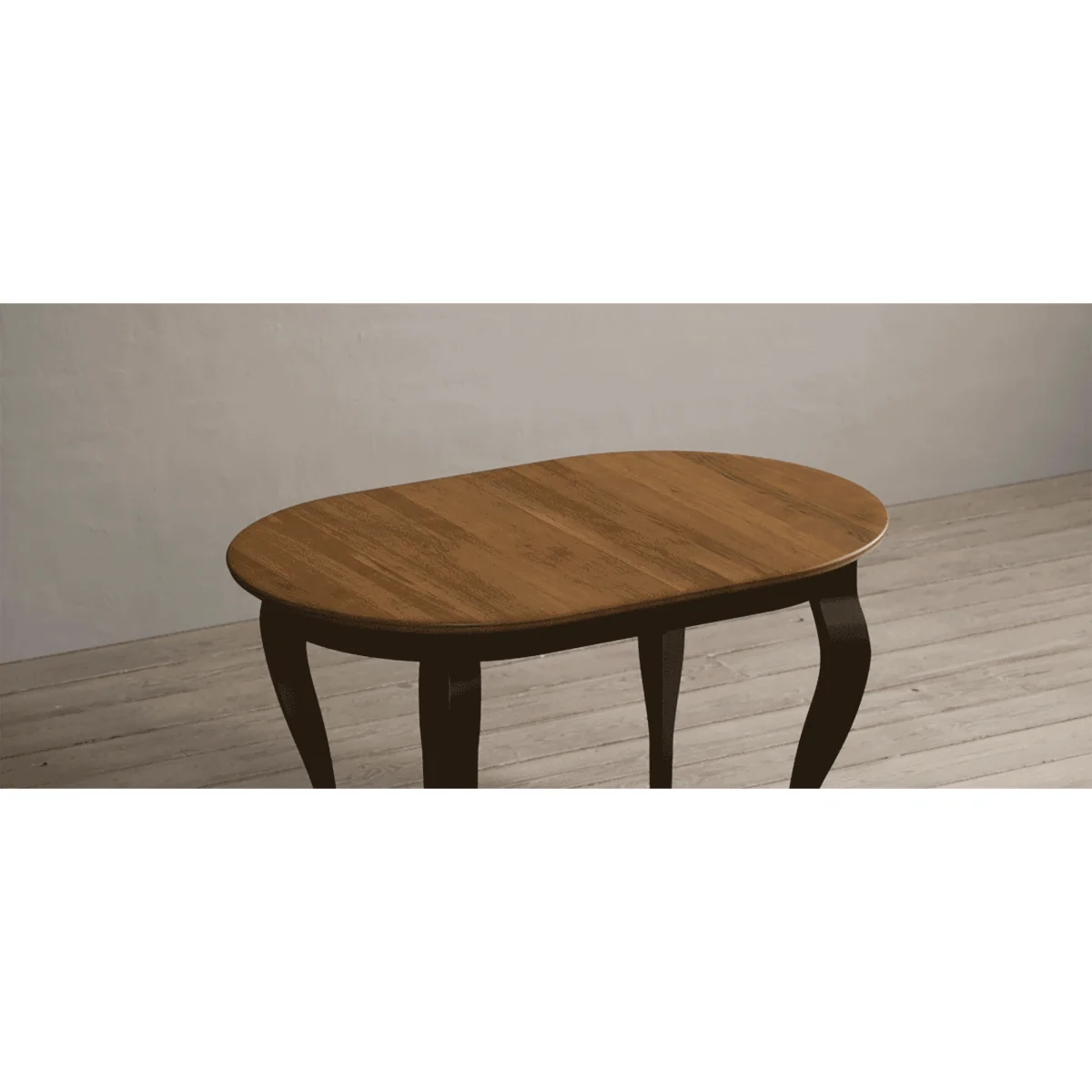 Extending Chateau Noir 140cm Oak and Black Painted Oval Dining Table with 8 Blue Chateau Noir Chairs – image 7