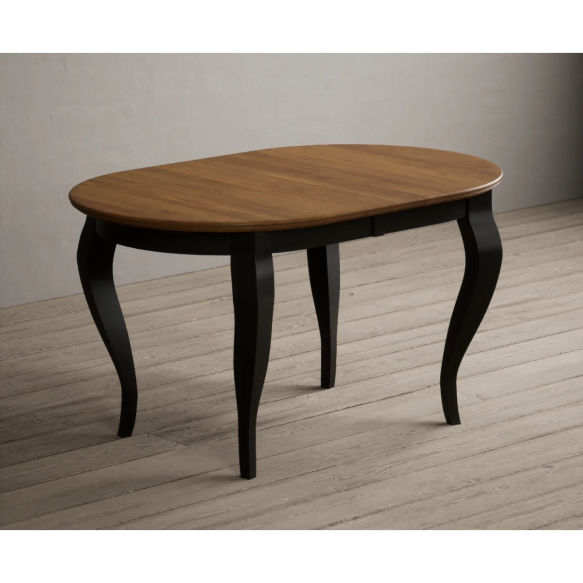 Extending Chateau Noir 140cm Oak and Black Painted Oval Dining Table with 8 Blue Chateau Noir Chairs – image 8