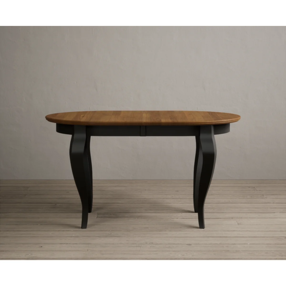 Extending Chateau Noir 140cm Oak and Black Painted Oval Dining Table with 8 Blue Chateau Noir Chairs – image 10