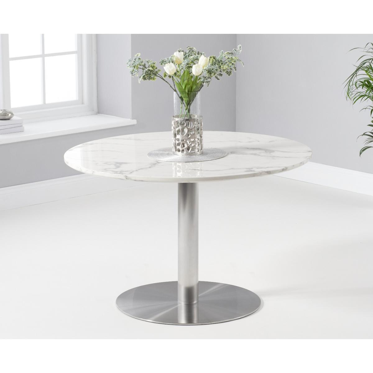 Bali 120cm Round White Marble Dining Table With Calgary Dining Chairs – image 3
