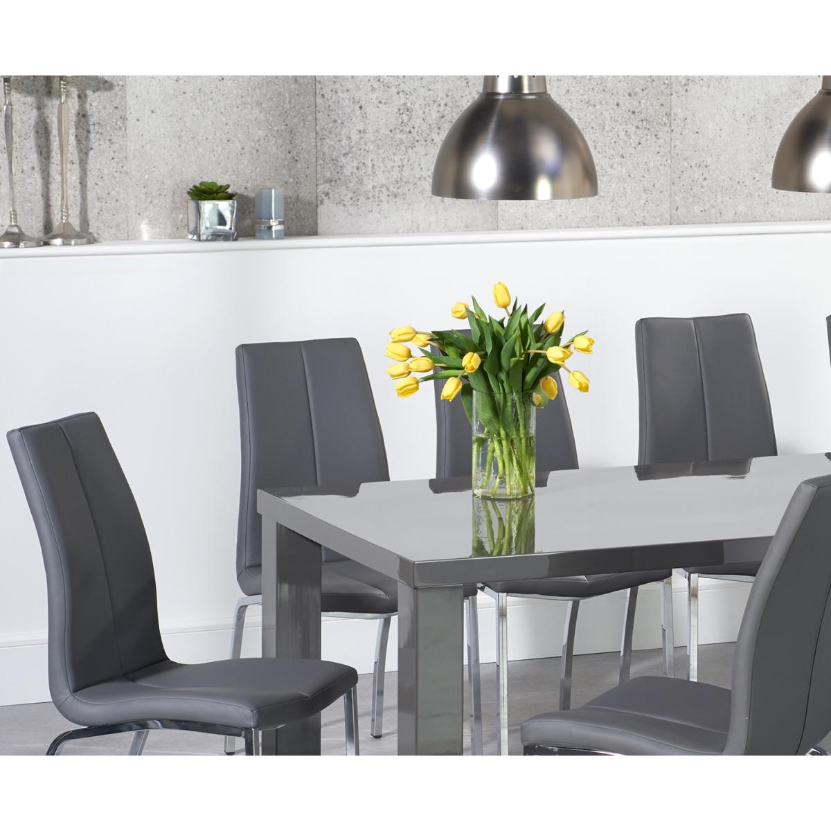 Atlanta 200cm Dark Grey High Gloss Dining Table With 8 Black Cavello Chairs – image 2
