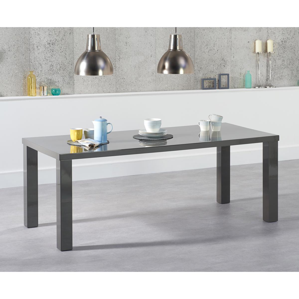 Atlanta 200cm Dark Grey High Gloss Dining Table With 8 Black Cavello Chairs – image 11