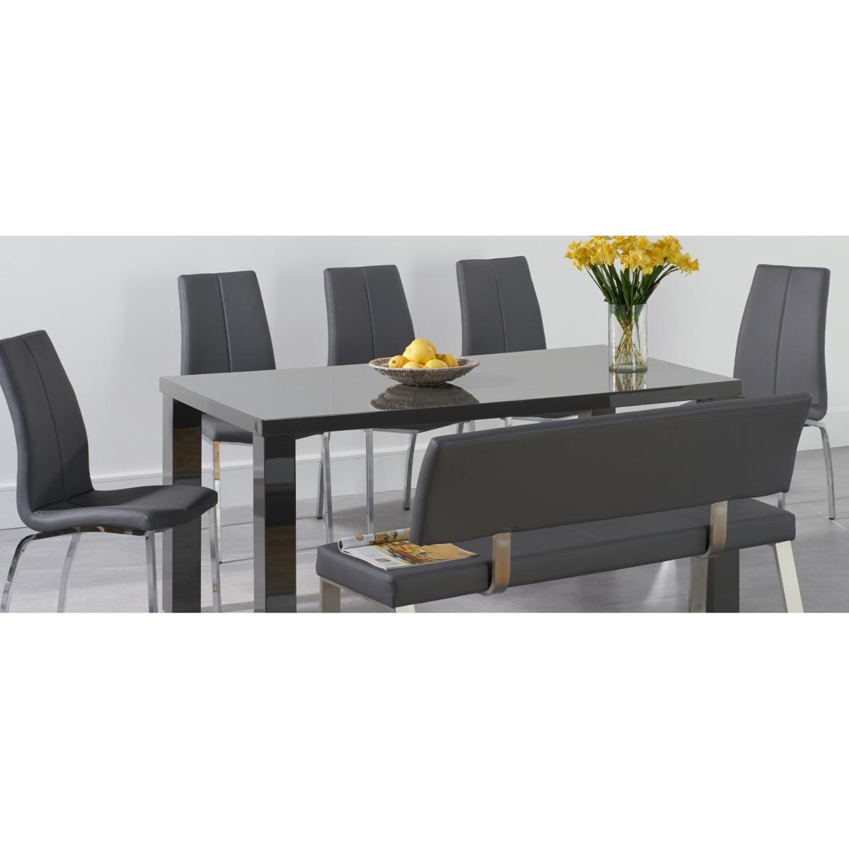 Atlanta 200cm Dark Grey High Gloss Dining Table With 8 Black Cavello Chairs – image 13