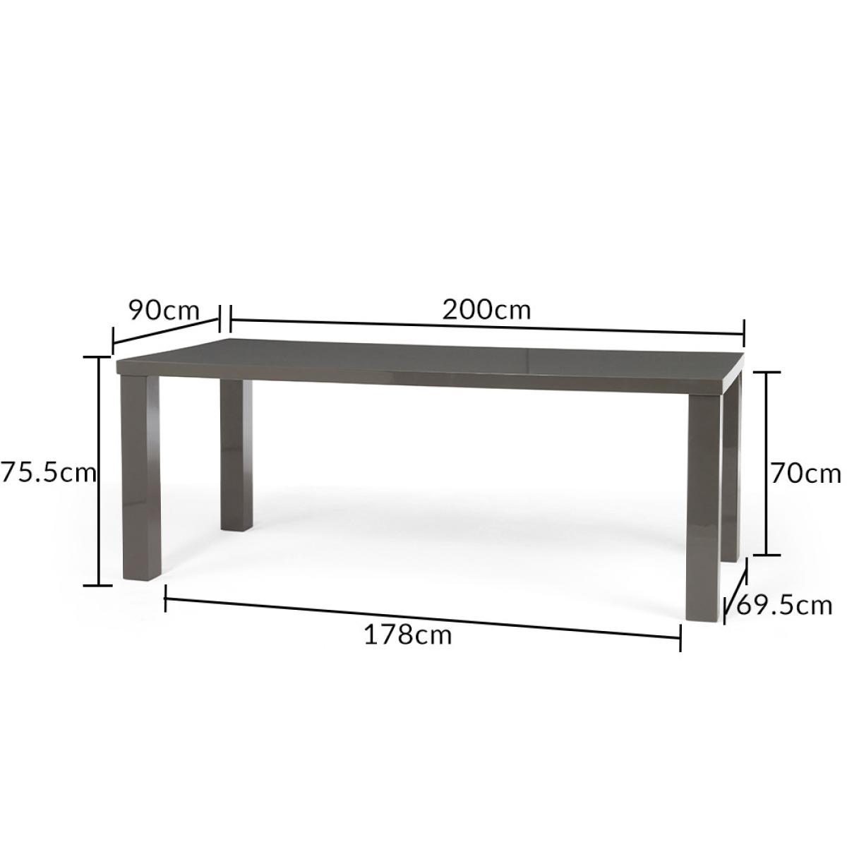 Atlanta 200cm Dark Grey High Gloss Dining Table With 8 Black Cavello Chairs – image 16