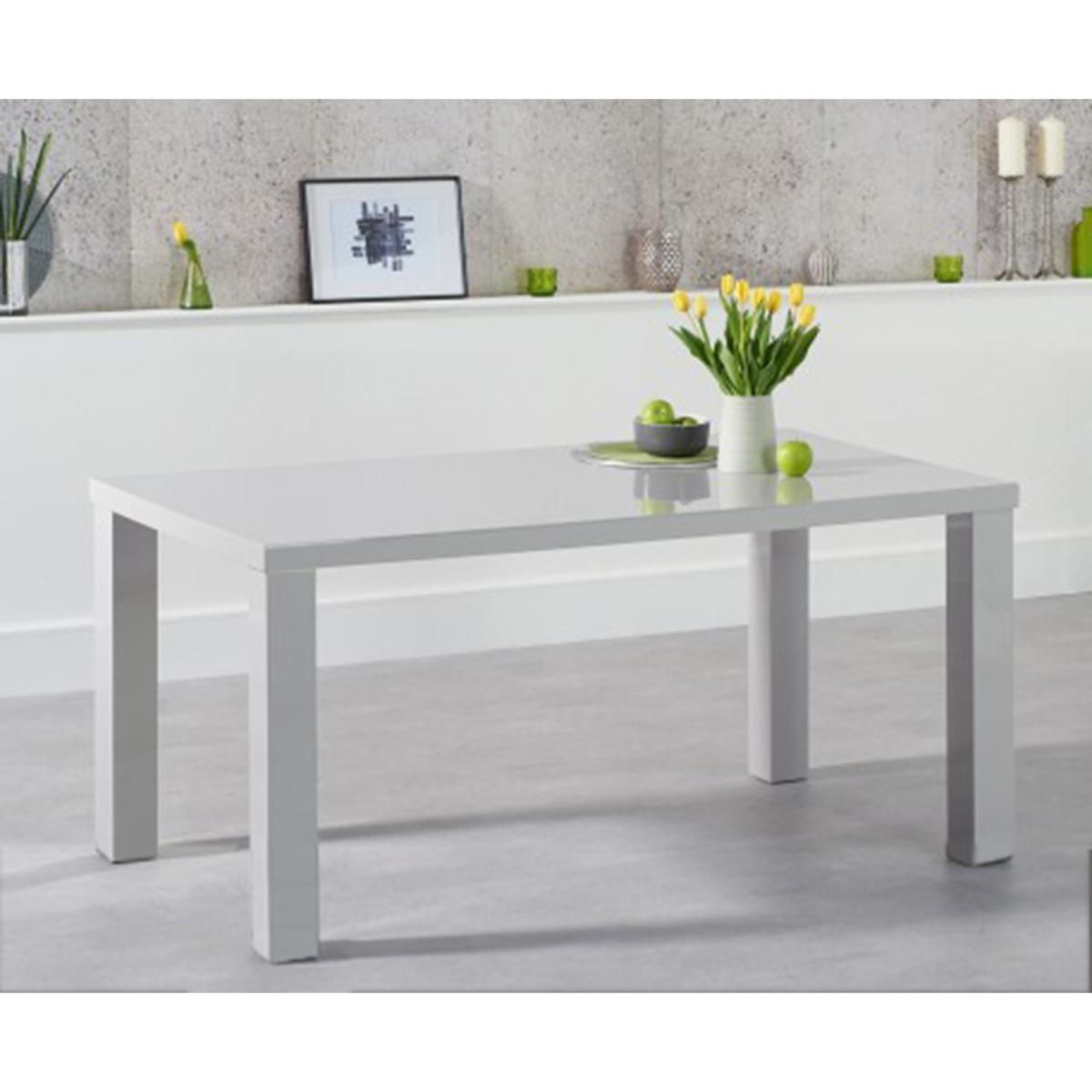 Seattle 160cm Light Grey High Gloss Dining Table with 2 Grey Austin Chairs with 2 Grey Benches – image 11