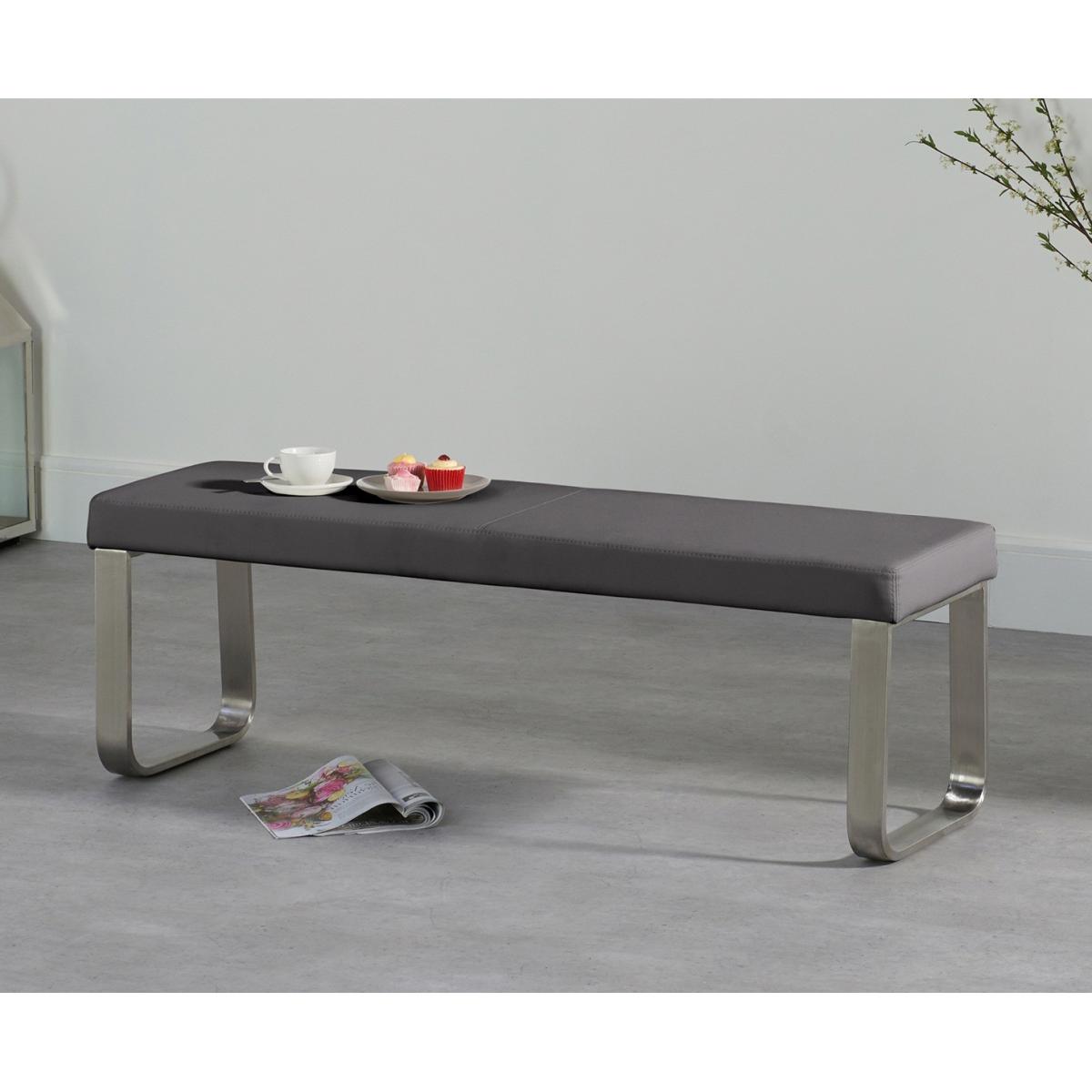 Seattle 160cm Light Grey High Gloss Dining Table with 2 Grey Austin Chairs with 2 Grey Benches – image 20