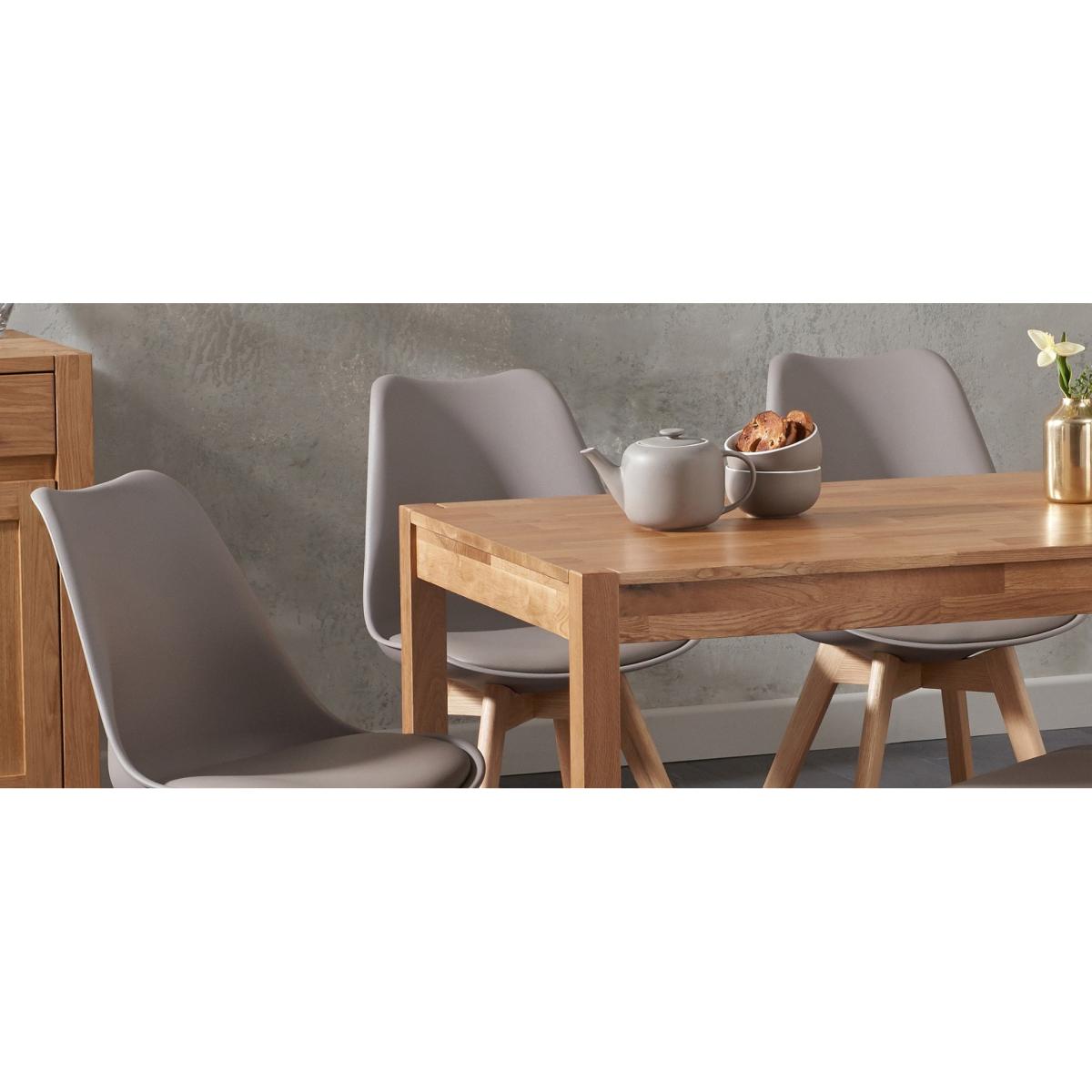 Oxford 120cm Solid Oak Dining Table With 6 Mink Orson Faux Leather Chairs – image 15