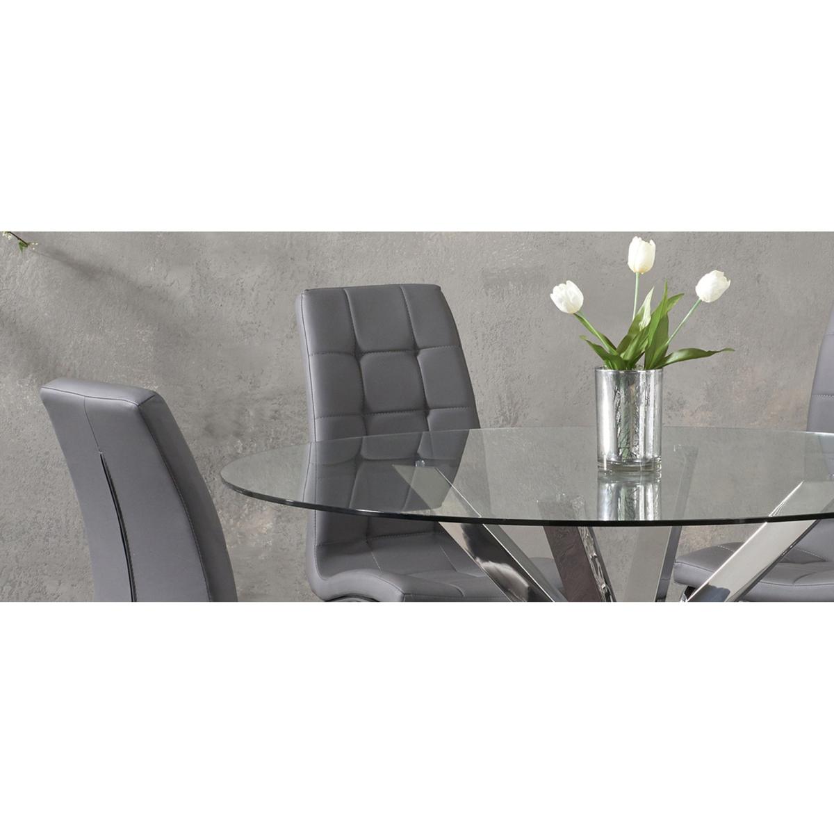 Rio Round Glass Dining Table With 6 Red Enzo Chairs – image 14