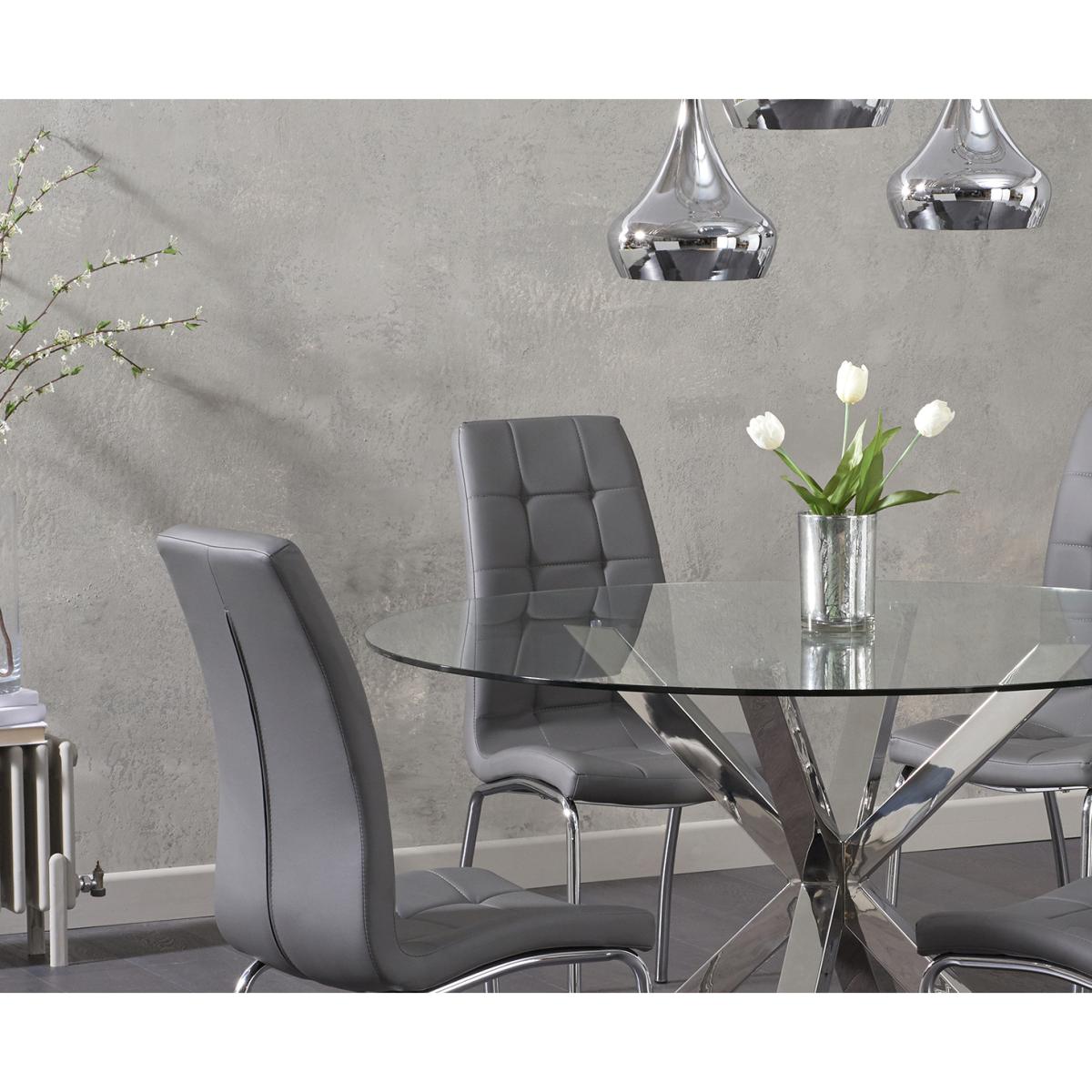 Rio Round Glass Dining Table With 6 Red Enzo Chairs – image 4