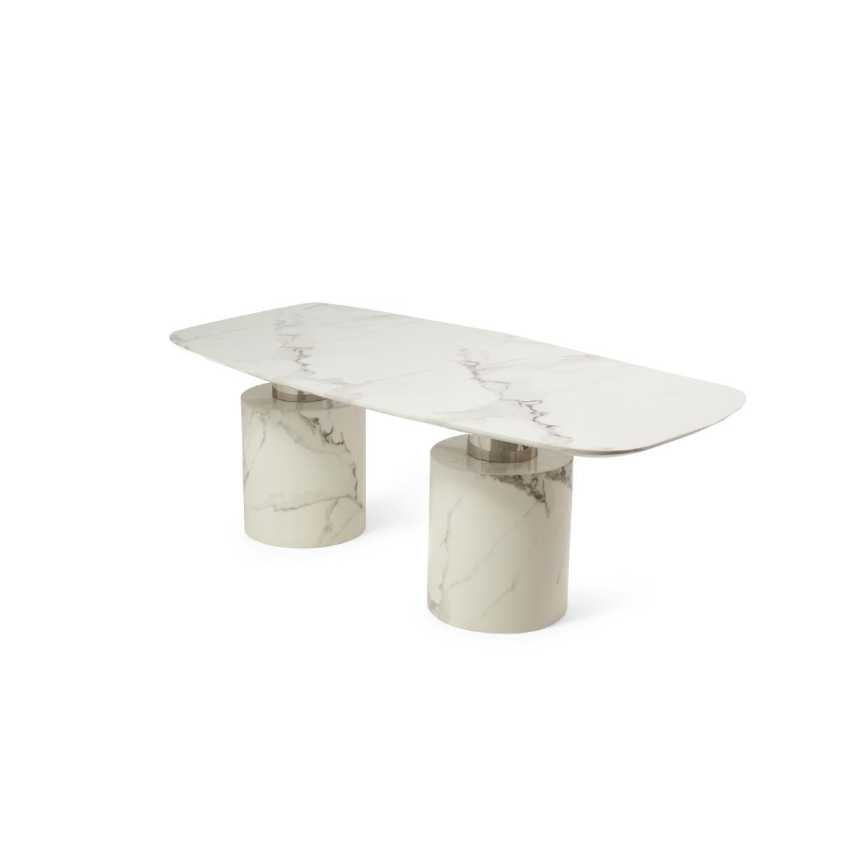 Antonio 180cm White Marble Dining Table With 6 Grey Hampstead Z Chairs – image 8