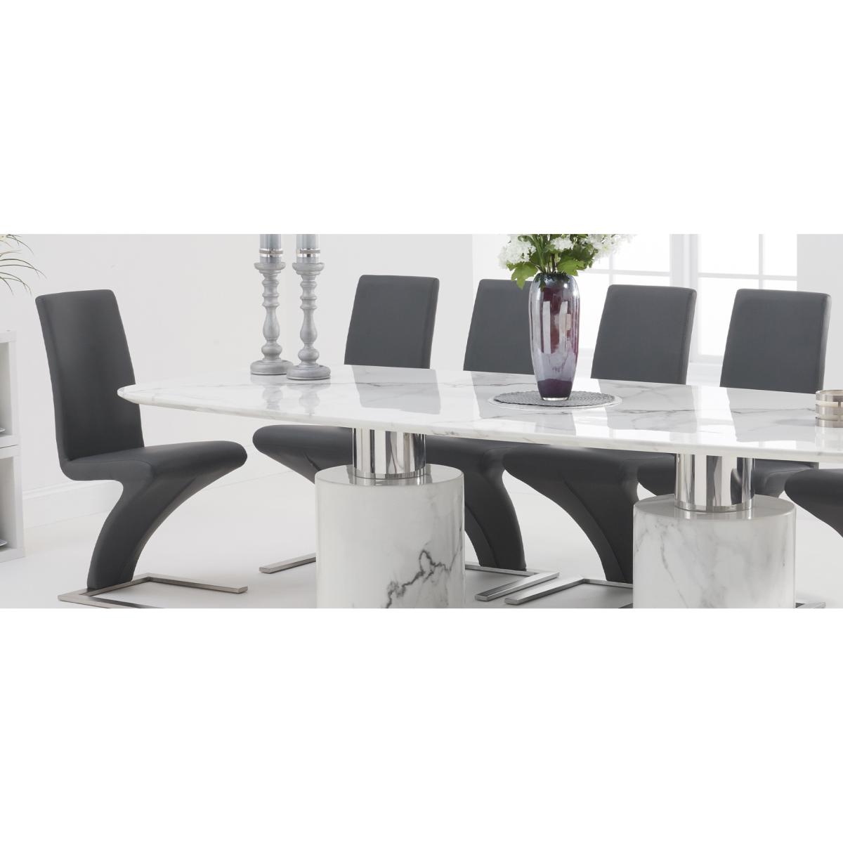 Antonio 180cm White Marble Dining Table With 6 Grey Hampstead Z Chairs – image 9