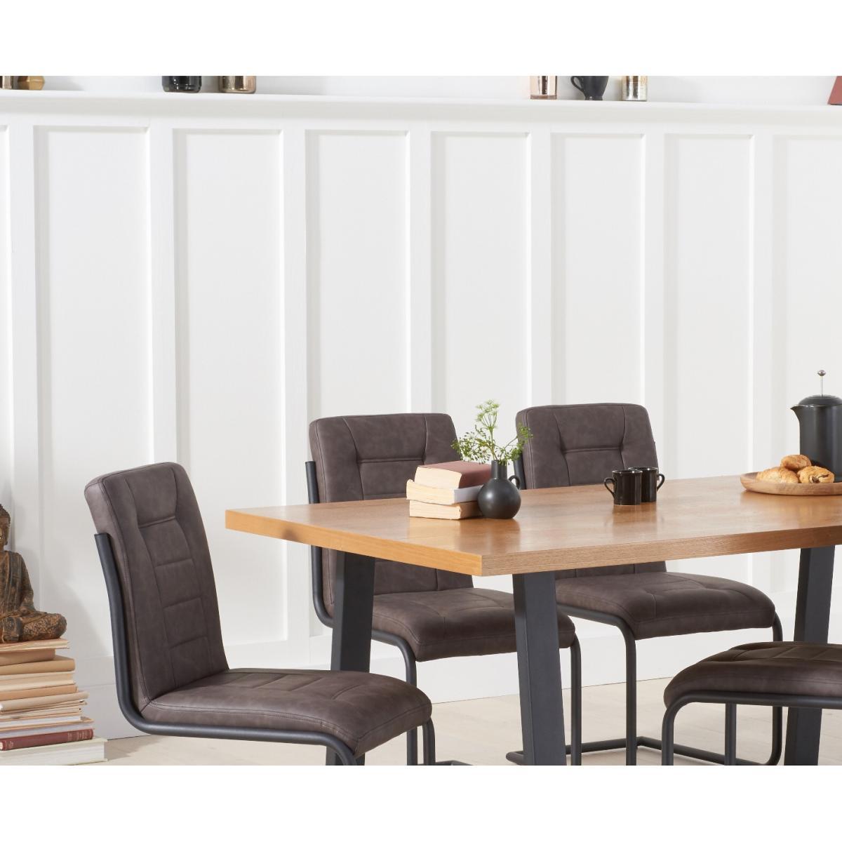 Urban 180cm Industrial Dining Table with Alexa Dining Chairs - Brown, 4 Chairs – image 2