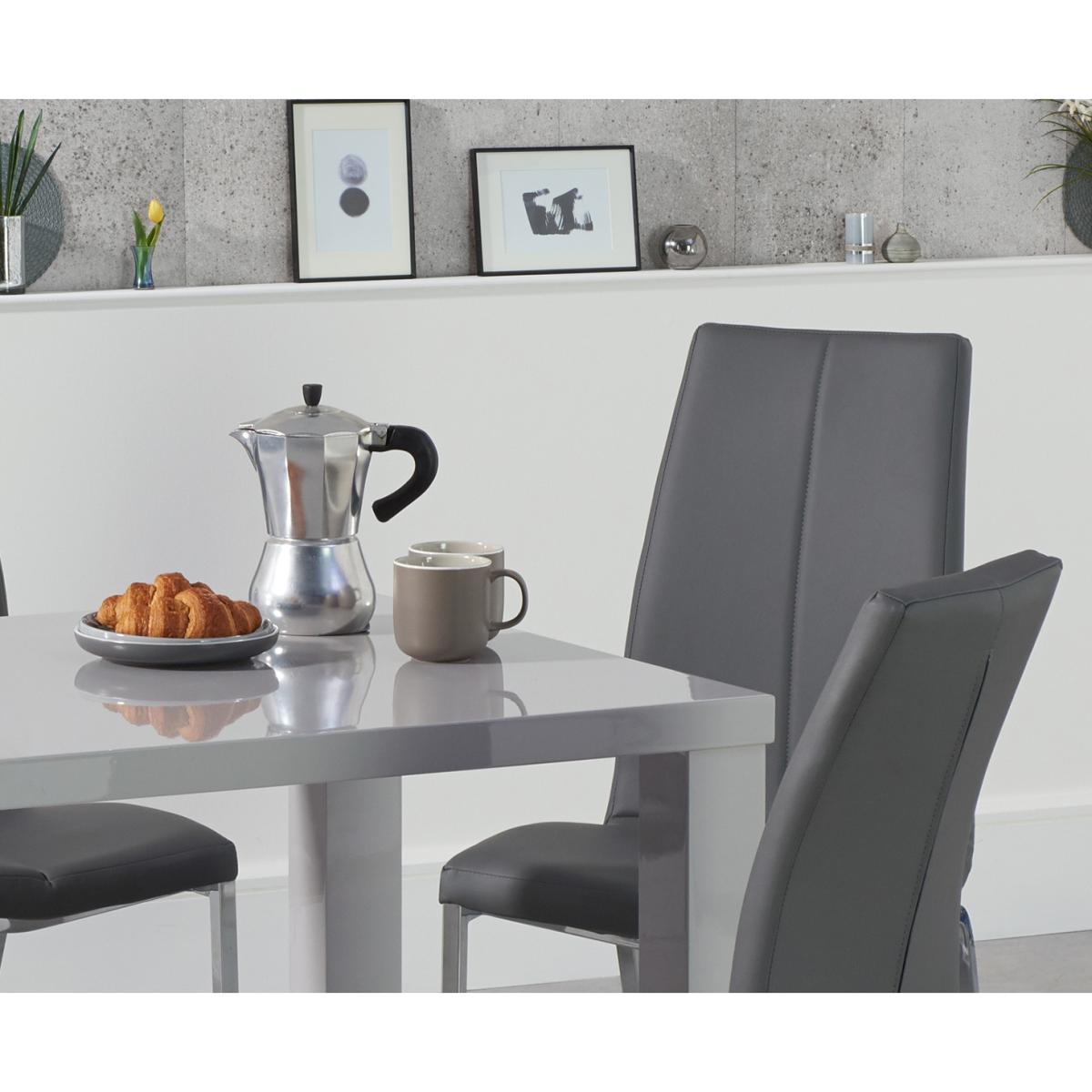 Atlanta 120cm Light Grey Gloss Dining Table With 6 Grey Cavello Chairs – image 2