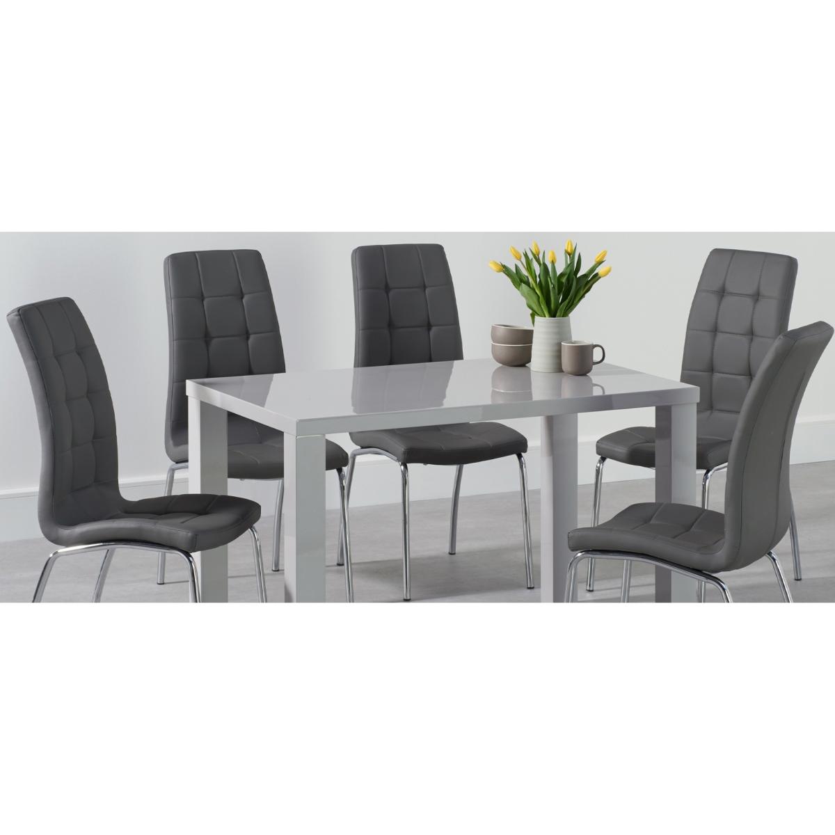 Atlanta 120cm Light Grey Gloss Dining Table With 6 Grey Cavello Chairs – image 12