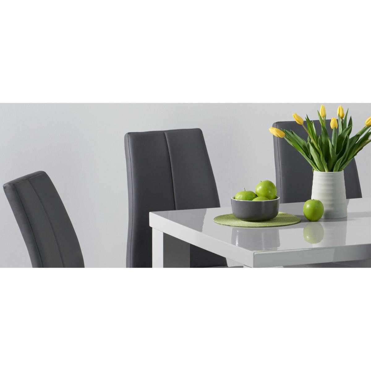 Atlanta 120cm Light Grey Gloss Dining Table With 6 Grey Cavello Chairs – image 8
