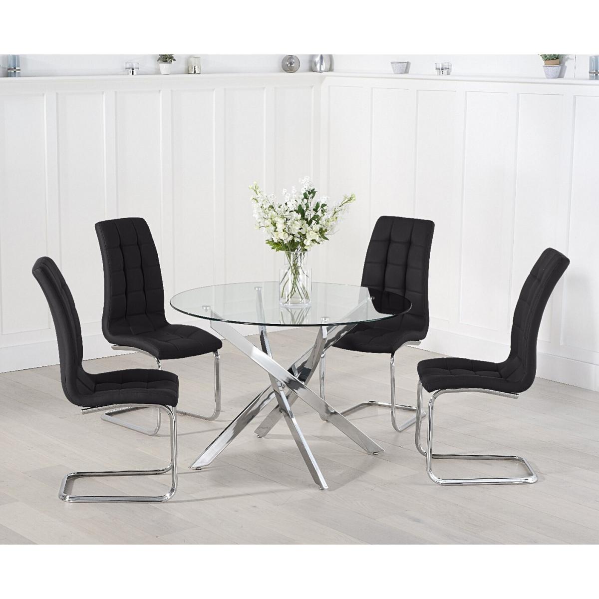 Denver 110cm Glass Dining Table with 4 Grey Vigo Chairs – image 2
