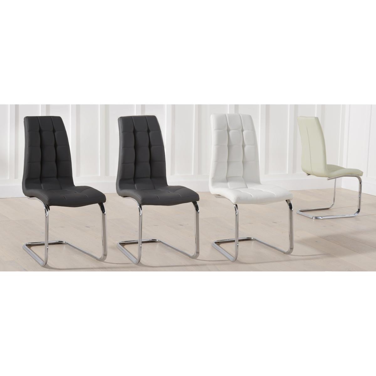 Denver 110cm Glass Dining Table with 4 Grey Vigo Chairs – image 11