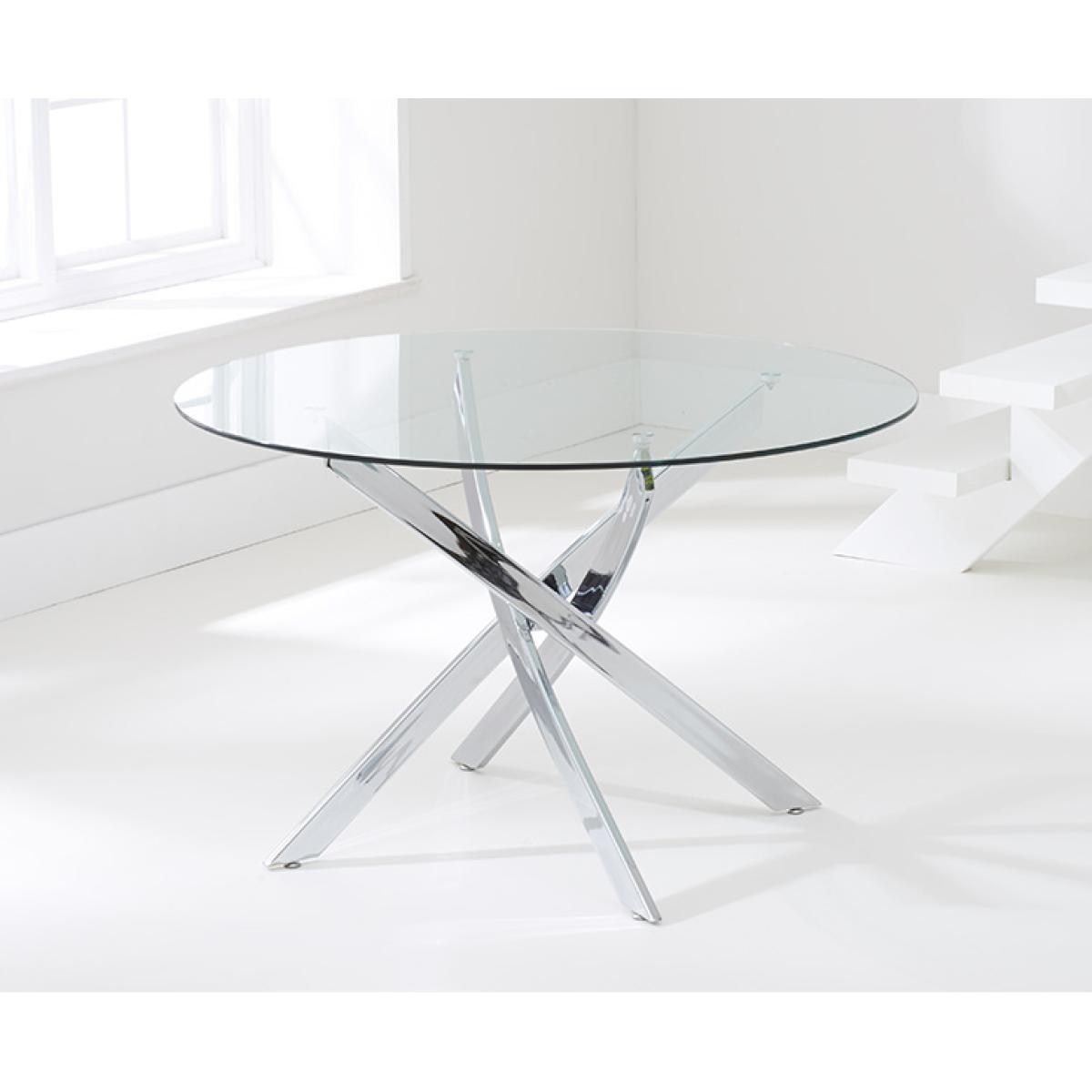 Denver 110cm Glass Dining Table with 4 Grey Vigo Chairs – image 13