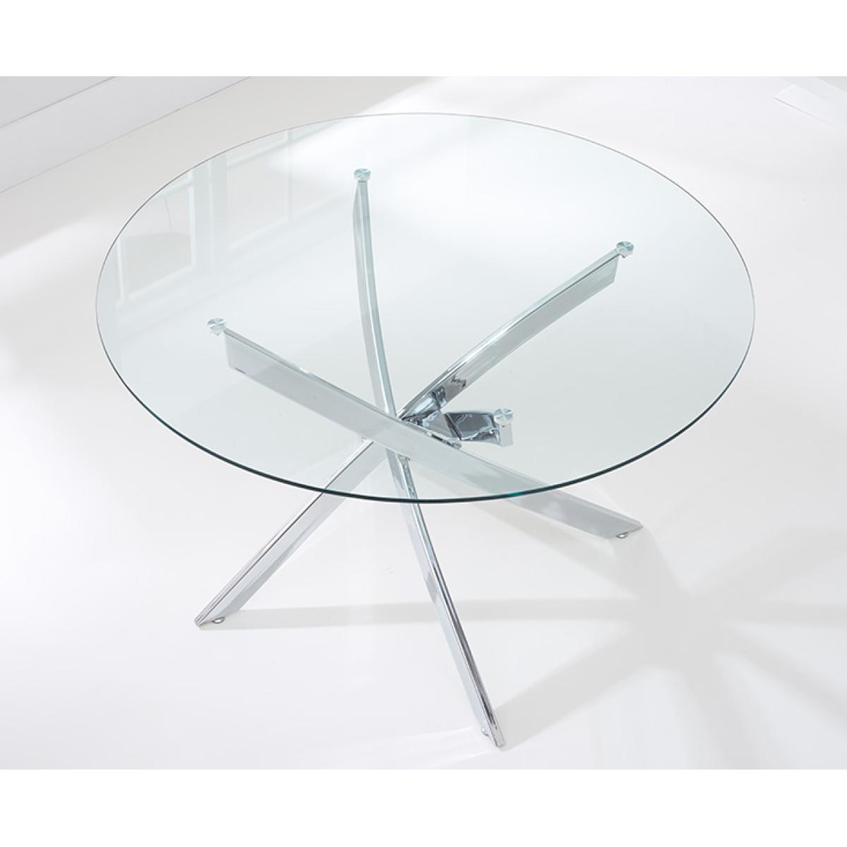 Denver 110cm Glass Dining Table with 4 Grey Vigo Chairs – image 14