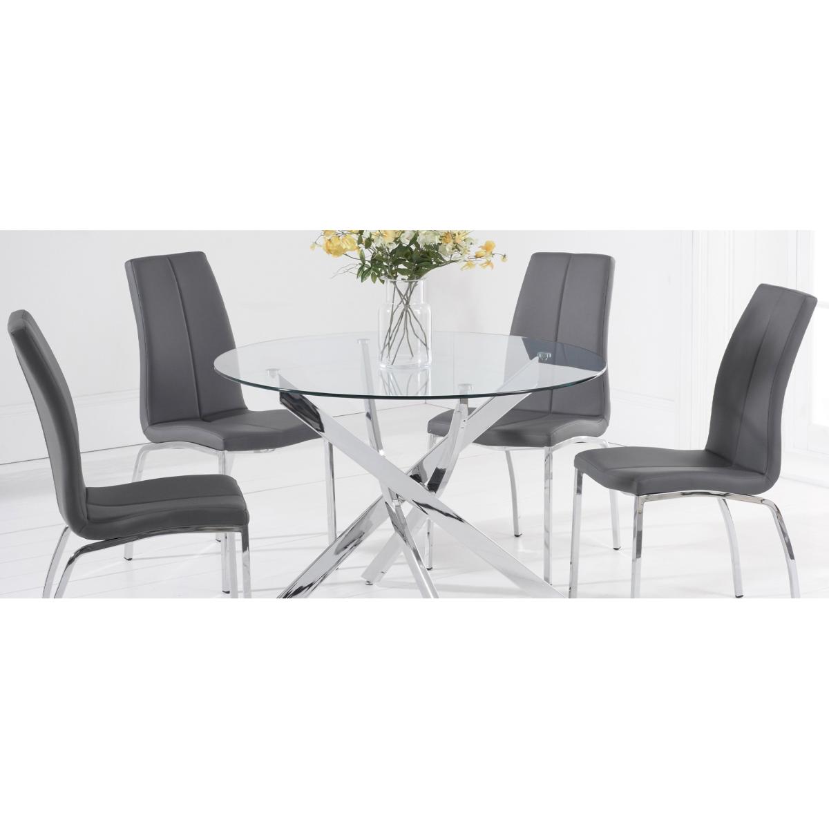 Denver 110cm Glass Dining Table with 4 Grey Vigo Chairs – image 17