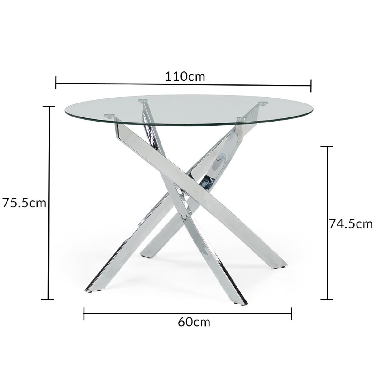 Denver 110cm Glass Dining Table with 4 Grey Vigo Chairs – image 20