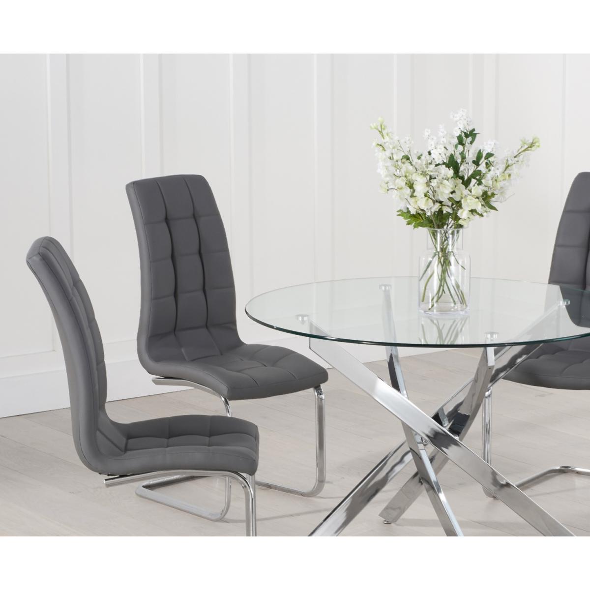 Denver 110cm Glass Dining Table with 4 Grey Vigo Chairs – image 4