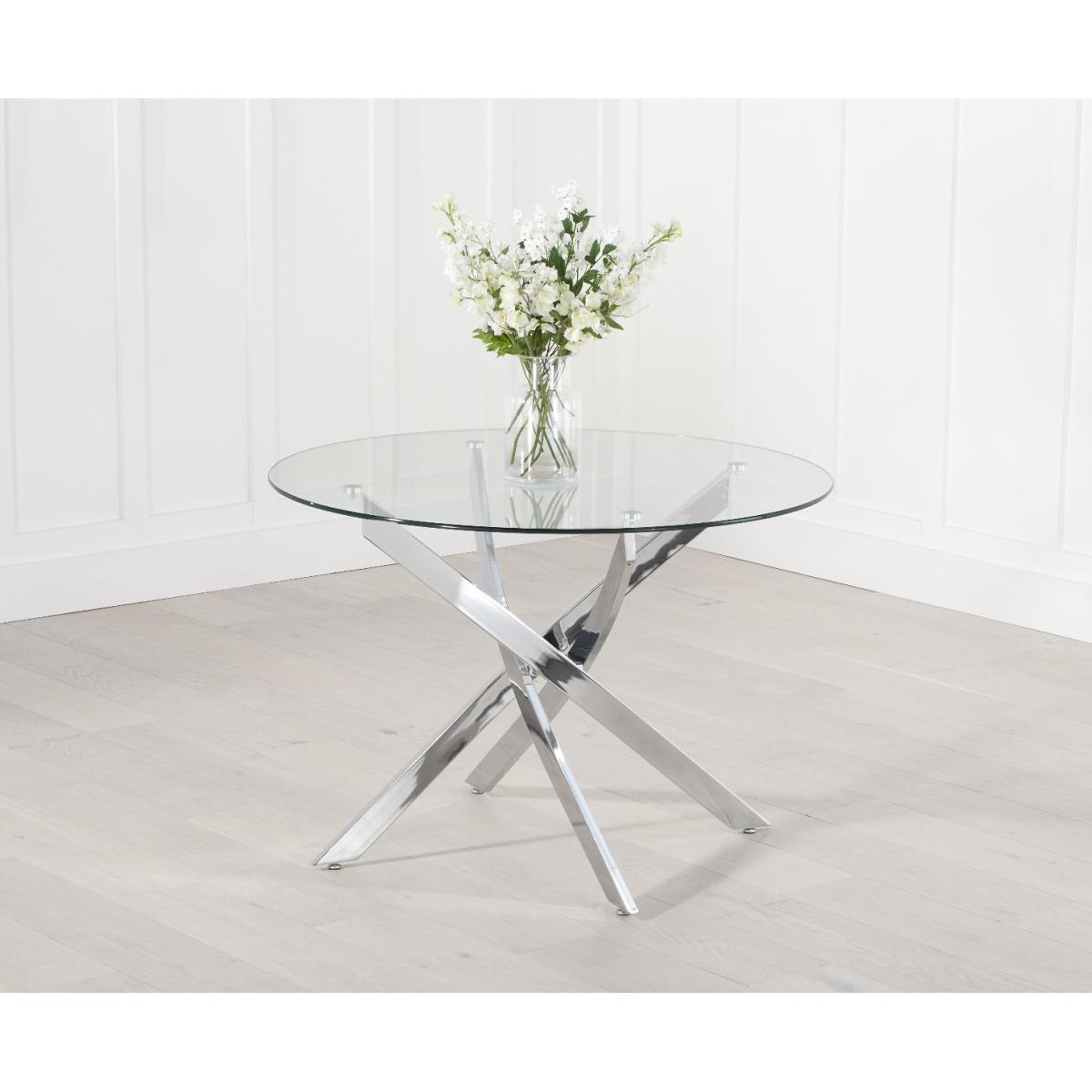 Denver 110cm Glass Dining Table with 4 Grey Vigo Chairs – image 5