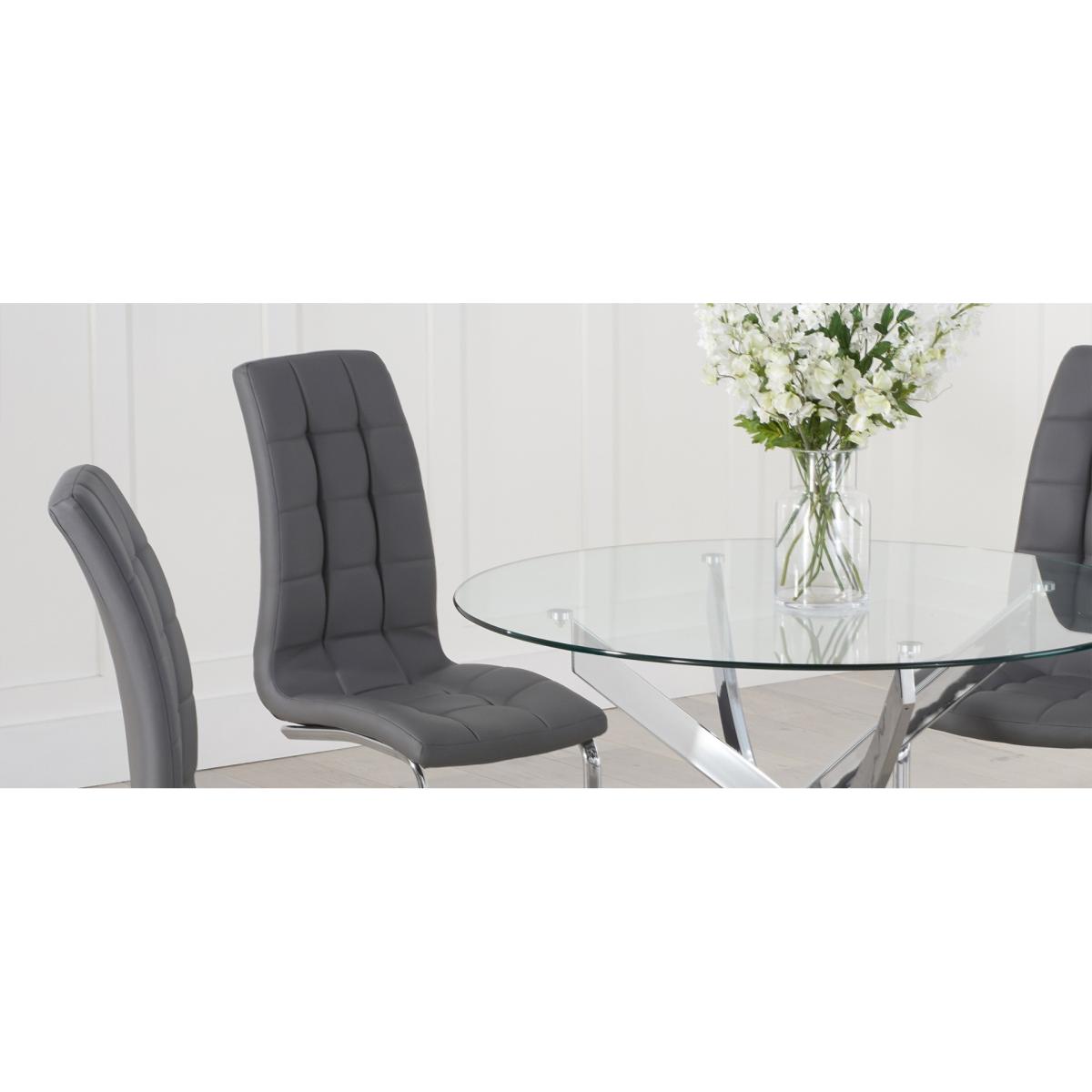 Denver 110cm Glass Dining Table with 4 Grey Vigo Chairs – image 8